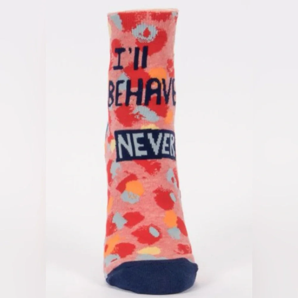 Blue Q I’ll Behave Never Ankle Socks, Women’s